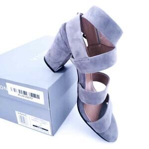 NEW Vionic Perk Blaire Suede Charcoal Gray 8.5 Gladiator Heel Comfort Shoe Mod